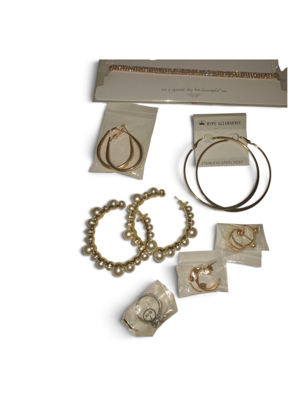 New Gold Tone Mixed Hoop Earring Set - Hypoallergenic
